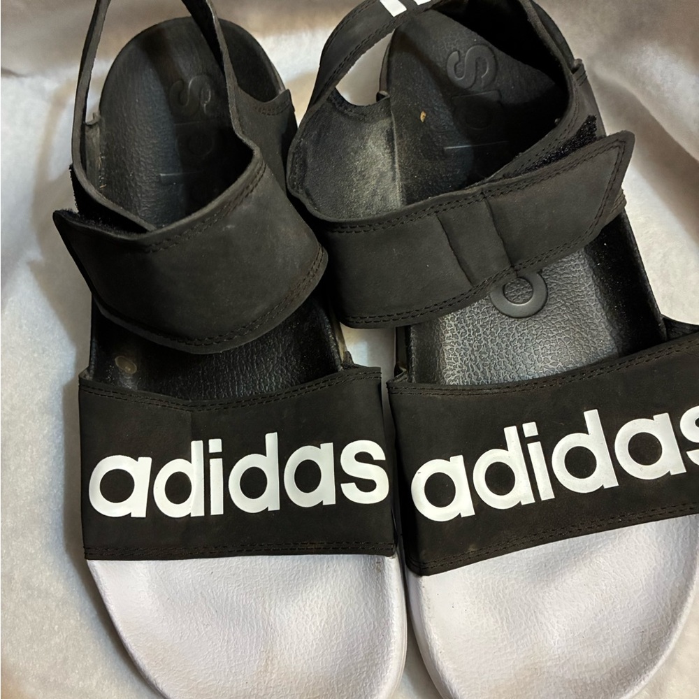 Adidas Black and White Sandals size 11